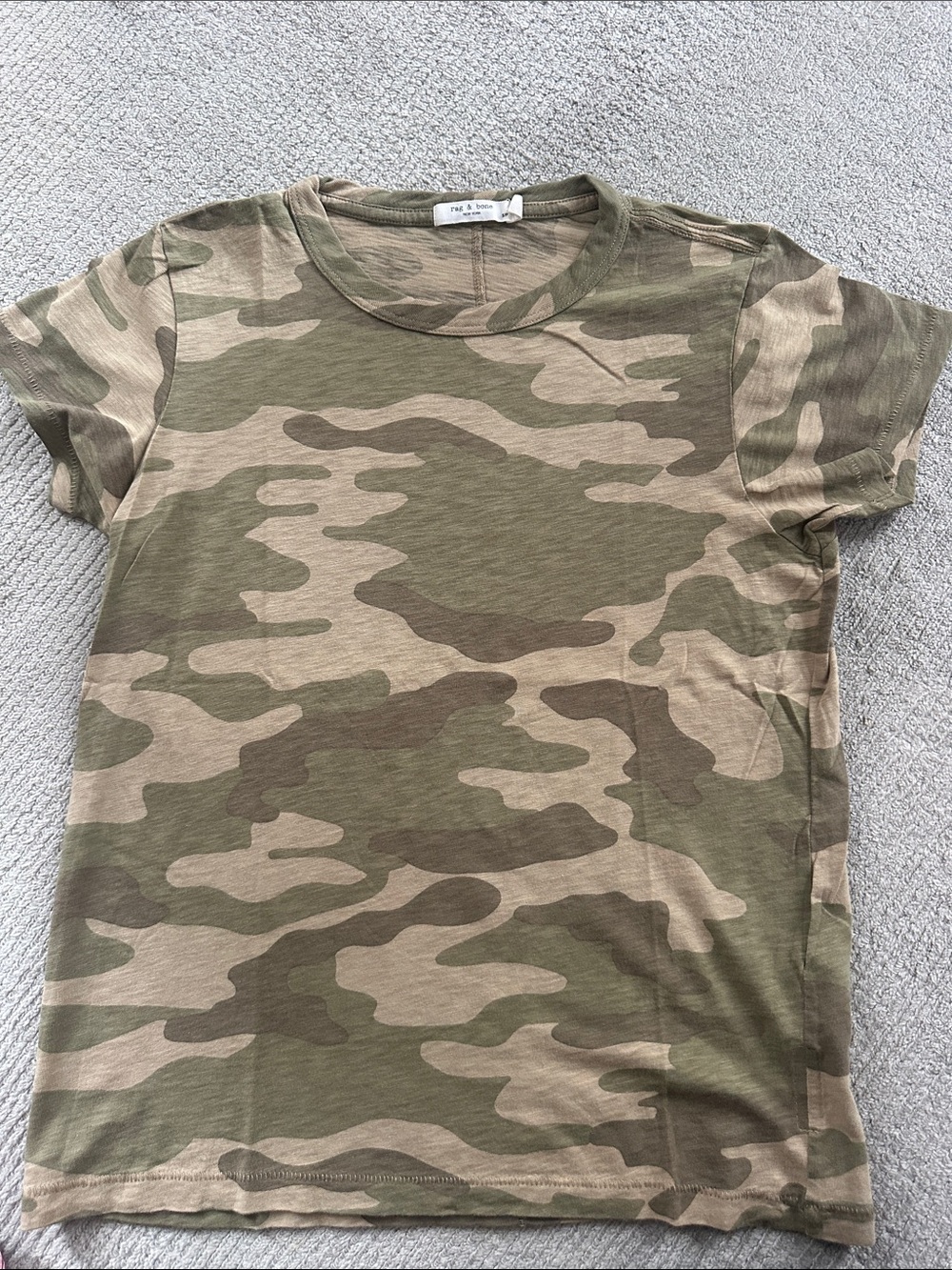 rag & bone Camouflage Crewneck Tee in Olive & Tan